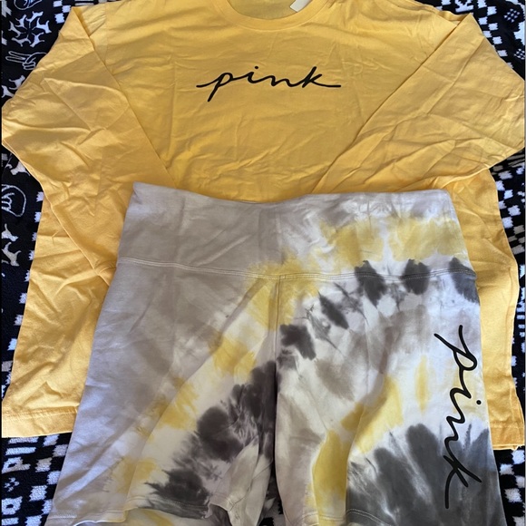 Vs pink Cotton high waist bike short campus long sleeve Tee xl slides m - Picture 7 of 12